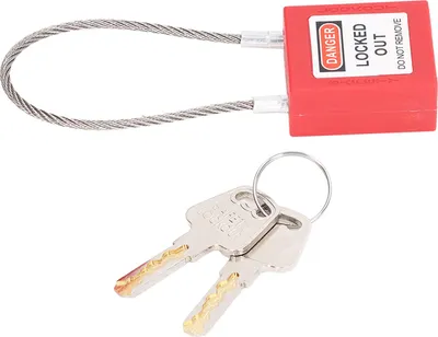 Produktbild von Lockout-Tagout-Verschluss, Edelstahl-Kabelschloss, Sicherheits-Vorhängeschloss mit 2 Schlüsseln