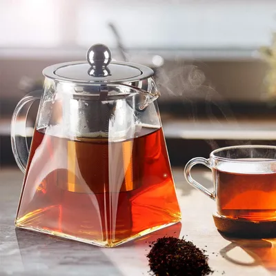 Produktbild von Glas Teekanne mit Edelstahl-Teesieb - 500 ml - hitzebeständig