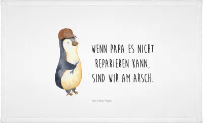Produktbild von Mr. & Mrs. Panda gesichtstuch Wenn Papa es nicht reparieren kann, sind wir am Arsch - Weiß - Geschenk, Vater, Handtuch, Vatertag, 50x100, Flauschtuch, Baumwollhandtuch