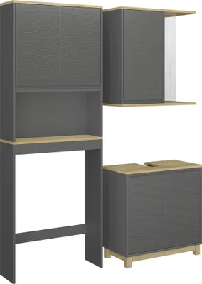 Image de Meubles bain Vicco Livia anthracite/chêne 3 parties, Model 51812