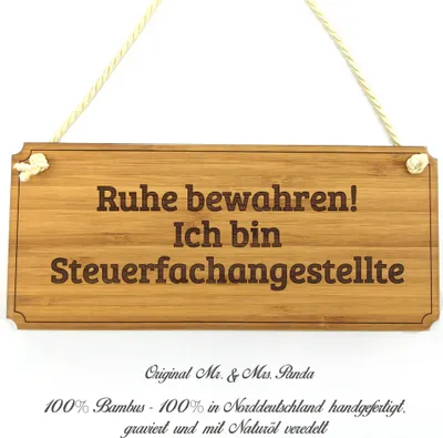 Produktbild von Mr. & Mrs. Panda Schild Steuerfachangestellte - Geschenk, Bachelor, Berufsausbildung, Holzschild, Geschenkidee, Landhaus, Rente, wandtafel, Graviert, Türschild, Shabby