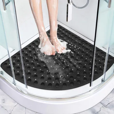 Productafbeelding van Antislip douchemat, 70 x 70 cm, zwart, met zuignappen en afvoergaten