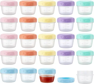 Imagen del producto de Cajas pequeñas para congelar, de 80 ml, con tapa, fabricadas en plástico, ideales para snacks