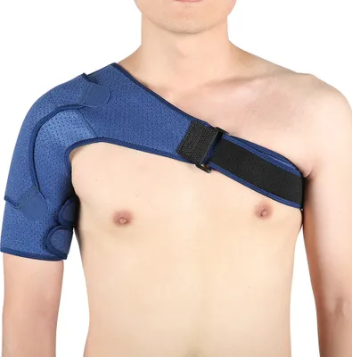 Produktbild von Schulterbandage für Damen und Herren, verstellbare Kompressionsmanschette zur Unterstützung beider Arme, blau