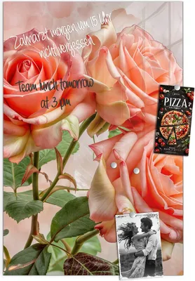 Produktbild von Magnettafel 60x90cm Pinnwand Whiteboard beschreibbar - Rosen Bouquet