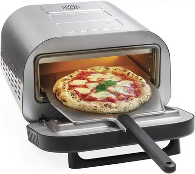 Produktbild von Professionelle Pizzaofen bis 400 Grad mit Feuerfeststein - 1700 W, kocht in 2 Minuten