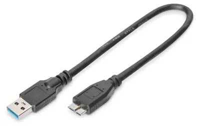 Obrázek produktu pro DIGITUS USB 3.0 Anschlusskabel Typ A -mikro B St/St 0.25m sw