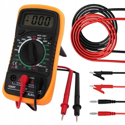Zdjęcie produktu dla Rosfix Zestaw Pomiarowy Multimetr Cyfrowy XL830L + Przewody Krokodylkowe 100cm – 1000V 15A | Do Elektroniki i Instalacji | Wyświetlacz LCD