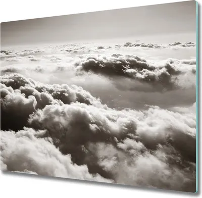 Produktbild von Glas Herdabdeckplatte 60x52 cm Spritzschutz Glasabdeckplatte Schneidebrett Wolken