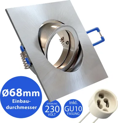 Produktbild von 6x MAXKOMFORT Einbaustrahler IP20 mit GU10 Fassung Eckig eisen gebürstet schwenkbar Einbauspot Einbauleuchte Rahmen Rostfrei Deckenspot Strahler Spot 5104-SN