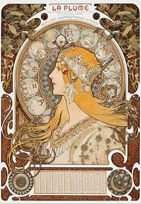 Zdjęcie produktu dla Grafika Puzzle Alphonse Mucha - La Plume 1896-97 - układanka artystyczna 1000 elementów