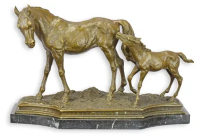 Produktbild von Bronzeskulptur Pferd und Fohlen Replikat Retro Design Dekoration