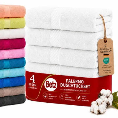 Produktbild von Betz 4 Stück Duschtücher 70x140 cm PALERMO 100% Baumwolle  Farbe: weiß