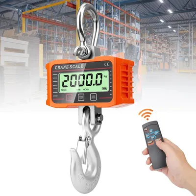 Image de Balance suspendue numérique - Balance à grue - Capacité de charge 1000 kg - Télécommande - Rétroéclairage LCD - Portable - Piles incluses - Orange