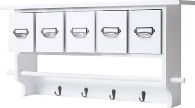 Produktbild von Küchenregal HWC-C49, Haushaltsregal Regal, Vintage mit 5 Schubladen 32x65x13cm - weiß