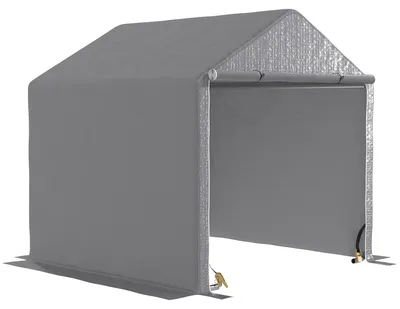 Zdjęcie produktu dla Altanka ogrodowa, 200x200x200 cm, garaż na rowery, rama ze stali ocynkowanej, wodoodporna, odporna na promieniowanie UV, do użytku zewnętrznego, do przechowywania, stabilna, odporna na warunki atmosferyczne, kolor: szary