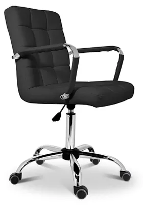 Image de Chaise de bureau avec roulettes et revêtue de similicuir, dimensions : 51 x 49 x 104 cm
