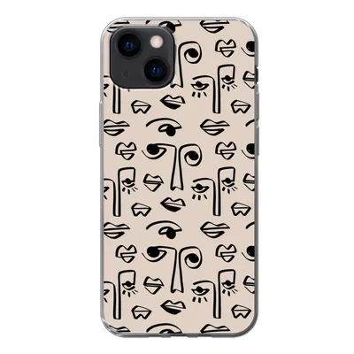 Produktbild von MuchoWow® Handyhülle Schutzhülle Hülle für iPhone 13 mini Muster - Lippen - Strichzeichnungen Silikon Softcase Handy Hülle - Softcase