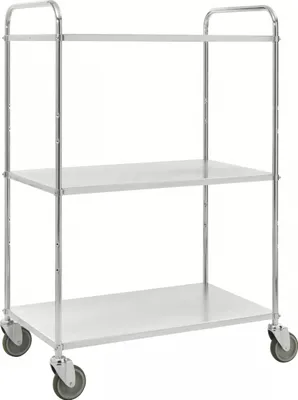 Produktbild von Kongamek Etagenwagen mit 3 Böden 900x440mm pulverbeschichtet und verzinkt 24mm Rand ohne Bremse