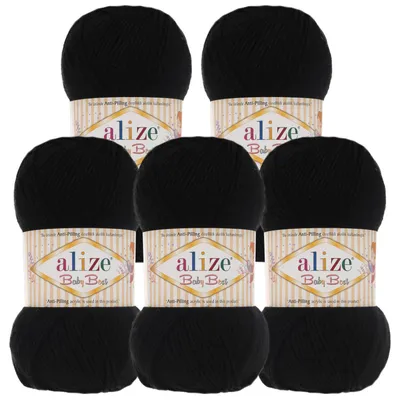 Produktbild von 5 x 100g Strickgarn ALIZE Baby Best uni Babywolle Wolle Antipilling 44 Farben