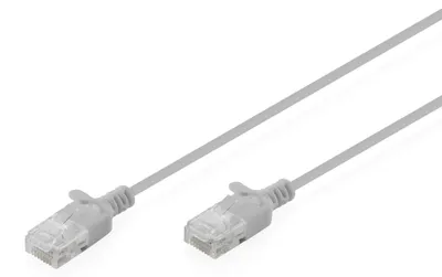 Produktbild von Digitus CAT 6 U-UTP Slim Patchkabel, 0,5 m, Grau, 0,5 m, Cat6, U/UTP (UTP), RJ-45, RJ-45, Grau