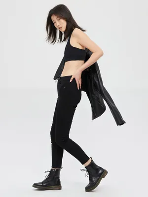 Produktbild von GAP Damen Super-Stretch Jeans Schwarz Hoher Bund Knöchellang 24REG