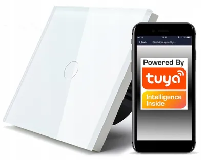 Zdjęcie produktu dla Włącznik Dotykowy WiFi TUYA 1obw. biały #z N/bez N