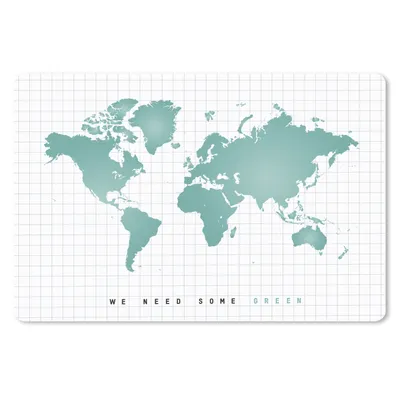 Produktbild von MuchoWow® Schreibtischunterlage Weltkarte - Grün - Zitat - Kind - Jungen - Mädchen 60x40 cm - XXL Mauspad - Großes Mauspad