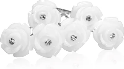 Produktbild von Blumen Haarnadeln Blüte weiß Hochzeit Braut Haarschmuck Brautschmuck Haarpin 6er Set