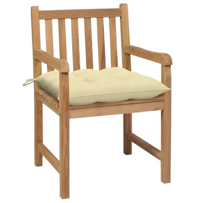Zdjęcie produktu dla VidaXL 3062747, Taras, Obite siedzisko, Drewno tekowe, Kremowy, Biały, Poliester, 580 mm