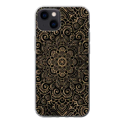 Produktbild von MuchoWow® Handyhülle Schutzhülle Hülle für iPhone 13 Goldenes Muster auf schwarzem Hintergrund Silikon Softcase Handy Hülle - Karteninhaber