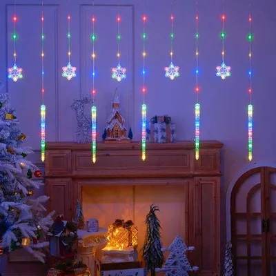 Produktbild von Weihnachtsbeleuchtung, Glühstrang, Kristalllichterketten, leuchtendes Winterwunder-Gardinenlicht