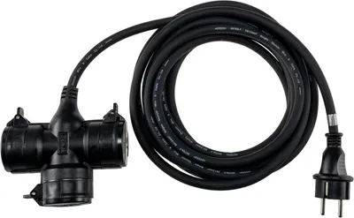 Obrázek produktu pro Prodlužovací kabel ChiliTec s 3 zásuvkami - 5 metrů, venkovní kabel - Prodlužovací kabel s 3 zásuvkami a krytem - IP44 - Černý