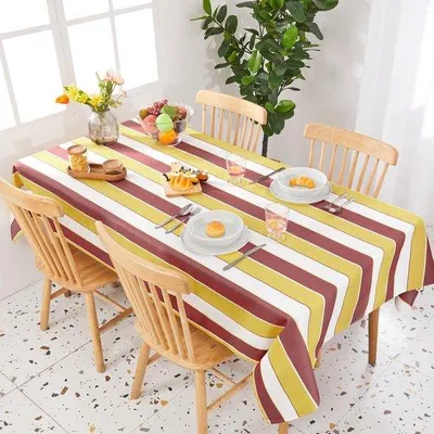 Produktbild von Ibenzoa® Tischdecke 130 x 220 cm – wasserabweisend (Lotuseffekt), Polyester, rot/gelb, Fleckschutz für Küche, Esszimmer & Büro, 1 Stück