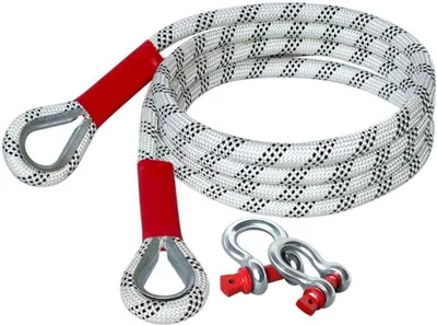 Obrázek produktu pro Tažné lano, délka 4,5 m, nosnost 11 000 liber, nylon, 2 karabiny, vhodné pro terénní vozidla 4x4