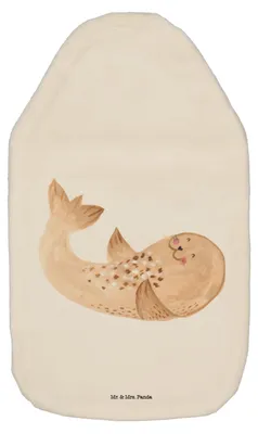 Produktbild von Mr. & Mrs. Panda Wärmekissen Robbe Liegen - Weiß - Geschenk, Wärmflasche, warmwasserflasche, Freude, Ostsee, Lustige Sprüche, Wärmflaschen mit Bezug, Plüsch, Nordsee