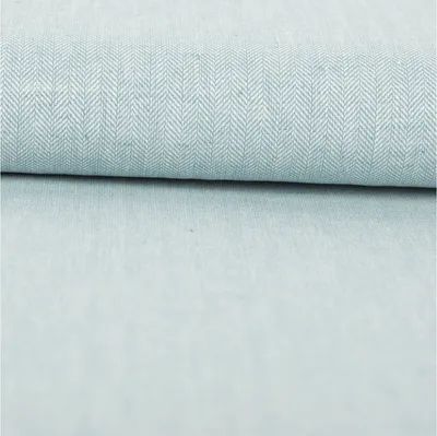 Produktbild von Leinen-Baumwollstoff Meterware Chambray Fischgrät meliert mint 138cm
