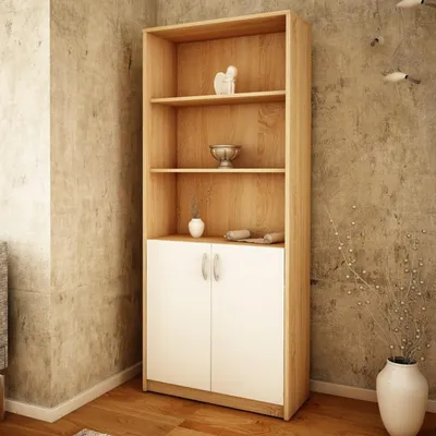 Produktbild von Bücherregal mit 5 Ebenen Regal in matter Ausführung 74 cm breit, Standregal mit 4 Einlegeböden, für Schlafzimmer, Wohnzimmer, Flur sonoma weiß