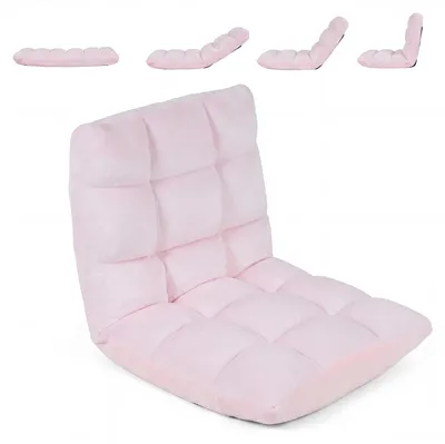 Immagine prodotto di KOMFOTTEU: Poggiapiedi, poltrona da pavimento con schienale regolabile (rosa chiaro) | Divano da pavimento pieghevole, poltrona relax imbottita con funzione relax, sedia da meditazione, sedia da pavimento per la casa e il tempo libero