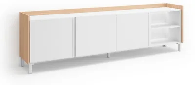 Produktbild von TV-Möbel Holzeffekt weiß und eiche 207x35x61cm mit Beinen