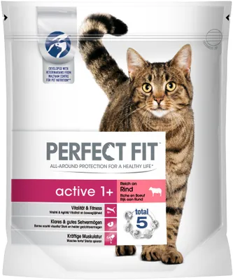 Produktbild von Perfect Fit Active 1+ mit Rindfleisch 2x750g Trockenfutter für aktive, ausgewachsene Katzen