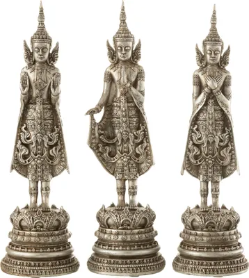Produktbild von J-Line J-Line Figur Buddha Stehend - Polyresin - Silber - 3 Stück