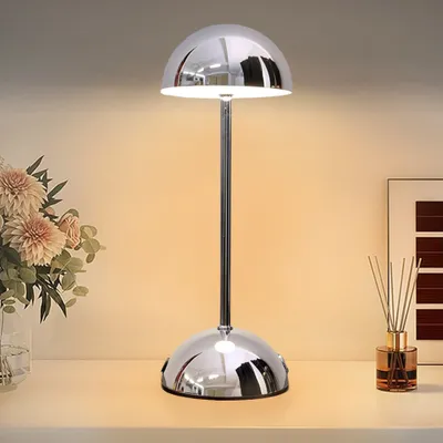 Produktbild von Touch-Konsolenlampe, silberne Pilzlampe, dimmbare Nachttischlampe, Schlafzimmer, Wohnzimmer, Arbeitszimmer, Café, Büro, Nachtlicht, 3000 K warmes Lich