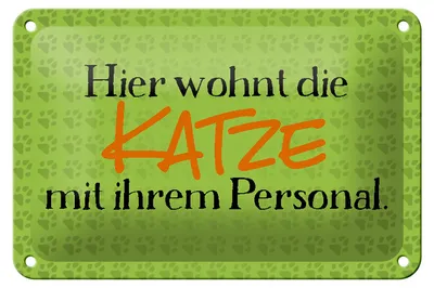 Produktbild von Blechschild Spruch 18x12cm hier wohnt Katze mit Personal