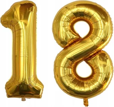 Produktbild von Folienballons mit Zahlen zum 18. Geburtstag, goldfarben, 40 cm