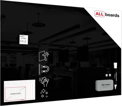 Immagine prodotto di Lavagna in vetro nera magnetica 150x100 cm CLASSIC + GRATIS