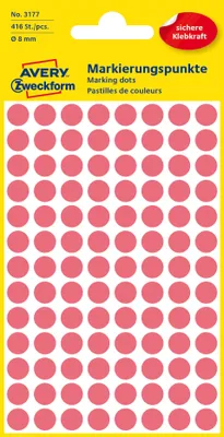 Zdjęcie produktu dla Avery 3177, Czerwony, Okrągły, Papier, 104 szt., 4 ark., 8 mm