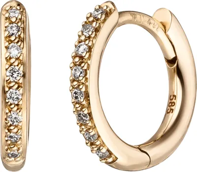 Produktbild von Creolen 585 Gold Gelbgold 16 Diamanten Brillanten Ohrringe Goldcreolen