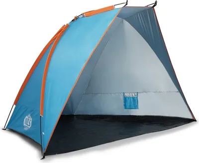 Zdjęcie produktu dla NILS CAMP - Namiot plażowy - Namiot plażowy Pop Up z ochroną UV - 120x260x120 cm - Niebieski i pomarańczowy