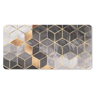 Produktbild von MuchoWow® Schreibtischunterlage Abstrakt - Würfel - Gold - Muster - Schwarz - Weiß 80x40 cm - XXL Mauspad - Gaming Mauspad